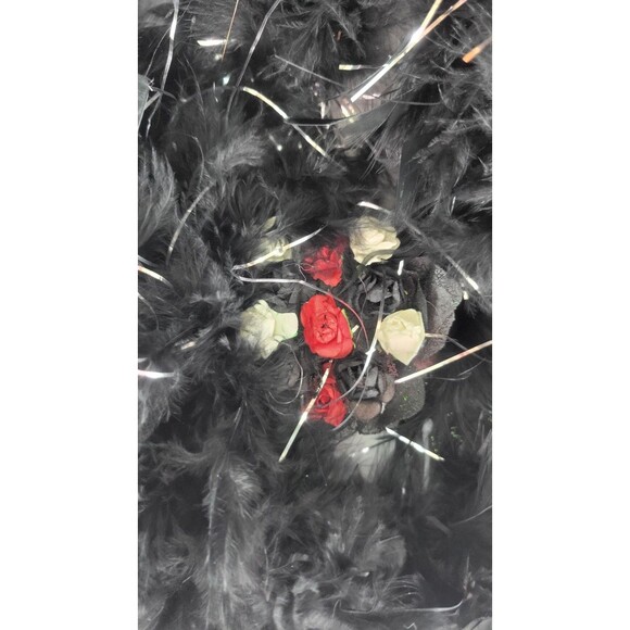 Black Angel Butterfly Wings Rave Cosplay Costume Metallic Tinsel Feather - Picture 8 of 8